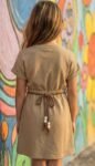 Boho Tshirt Dress Earthy Camel Front