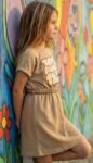 Boho Tshirt Dress Earthy Camel Front