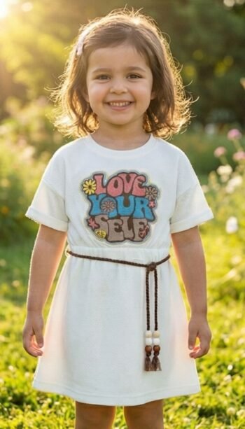Boho T-Shirt Dress in White