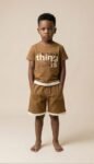Earthy Camel Graphic T-Shirt & Shorts Co-ord Set for Kids