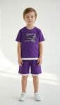 Rich Purple Graphic T-Shirt & Shorts Co-ord Set for Kids