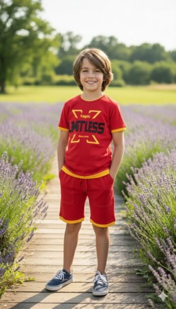 Red Graphic T-Shirt & Shorts Co-ord Set for Kids