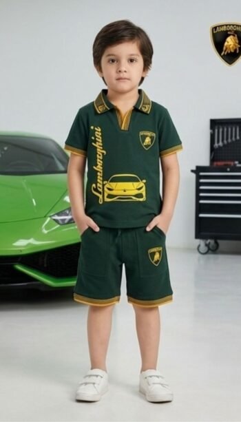 "Supercar Series" Premium Polo & Shorts Set in Green