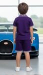 Purple Colour Polo T-Shirt & Shorts Front
