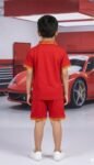 Red Colour Polo T-Shirt & Shorts Front